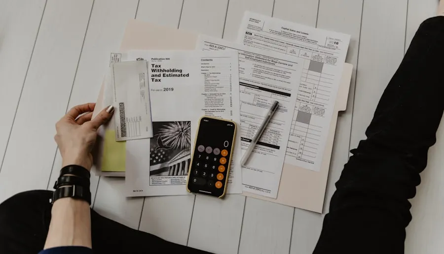 CPA reviewing tax documents in a calm, organized setting